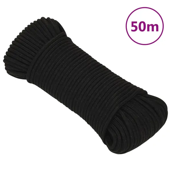 Gossi franghie de lucru, negru, 5 mm, 50 m, poliester