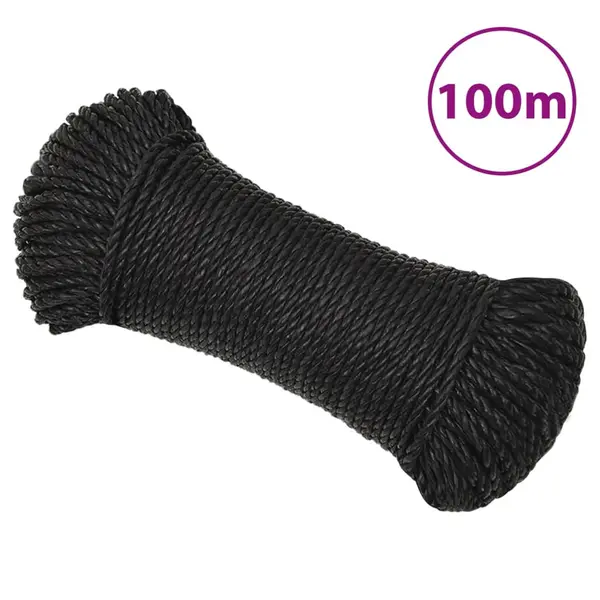 Gossi franghie de lucru, negru, 6 mm, 100 m, polipropilena