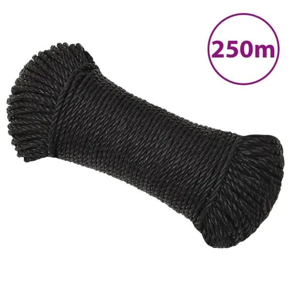 Gossi franghie de lucru, negru, 6 mm, 250 m, polipropilena