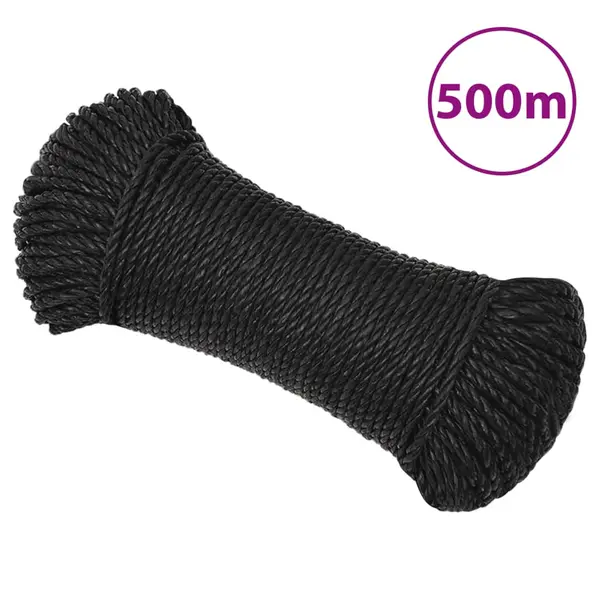 Gossi franghie de lucru, negru, 6 mm, 500 m, polipropilena
