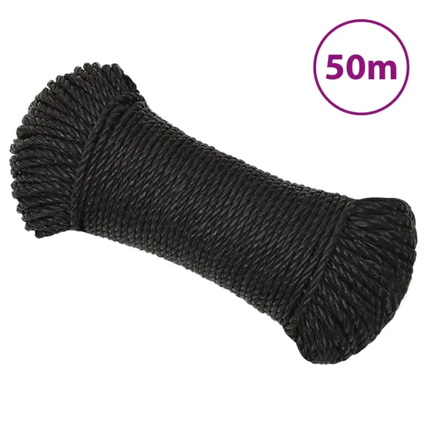 Gossi franghie de lucru, negru, 8 mm, 50 m, polipropilena