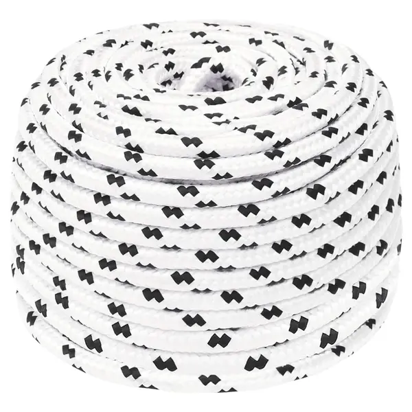 Gossi franghie impletita pentru barca, alb, 10 mm x 25 m, poliester