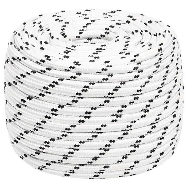 Gossi franghie impletita pentru barca, alb, 12 mm x 100 m, poliester