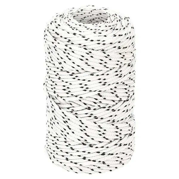 Gossi franghie impletita pentru barca, alb, 2 mm x 100 m, poliester