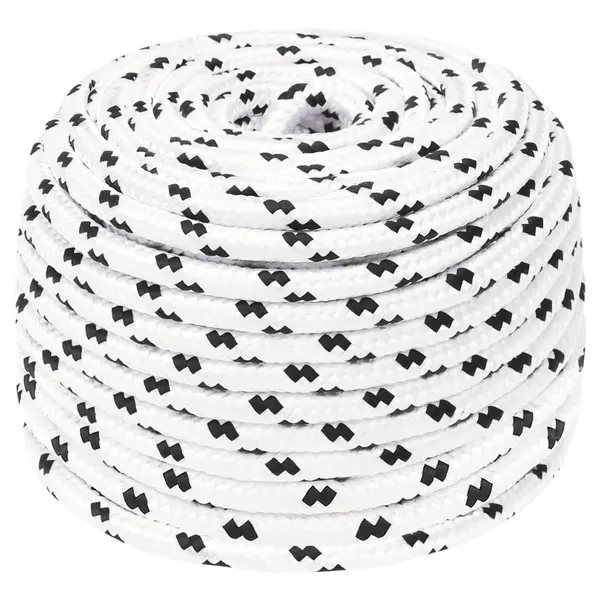 Gossi franghie impletita pentru barca, alb, 8 mm x 100 m, poliester