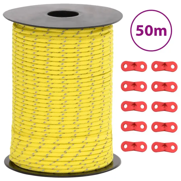 Gossi funie pentru cort cu benzi reflectorizante si chei, 50 m, 3 mm