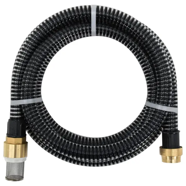 Gossi furtun de aspiratie cu racorduri din alama, negru 1,1 5 m, pvc