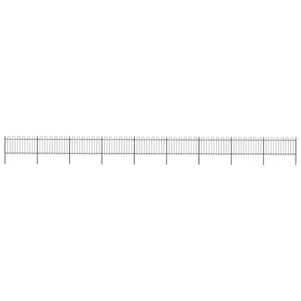 Gossi gard de gradina cu varf curbat, negru, 15,3 x 1 m, otel