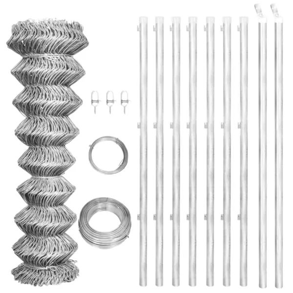 Gossi gard din plasa cu stalpi, argintiu, 15x1,25 m, otel galvanizat