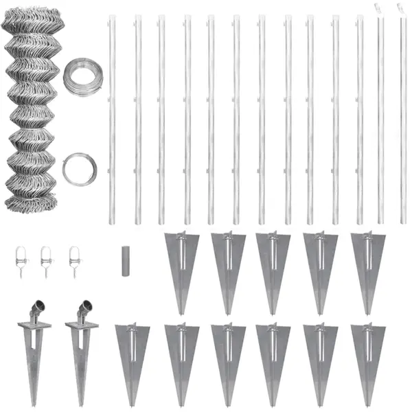 Gossi gard din plasa cu stalpi si tarusi, 25x1,5 m, otel galvanizat
