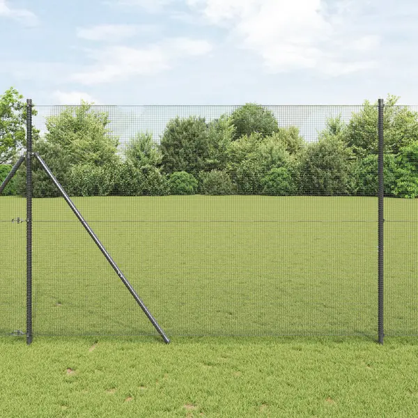 Gossi gard din plasa sudata cu 13 stalpi gri 1.5x50 m otel