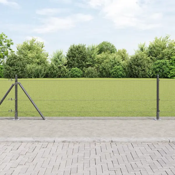 Gossi gard din sarma sudata cu 13 stalpi cu flansa gri 0.4x25 m otel