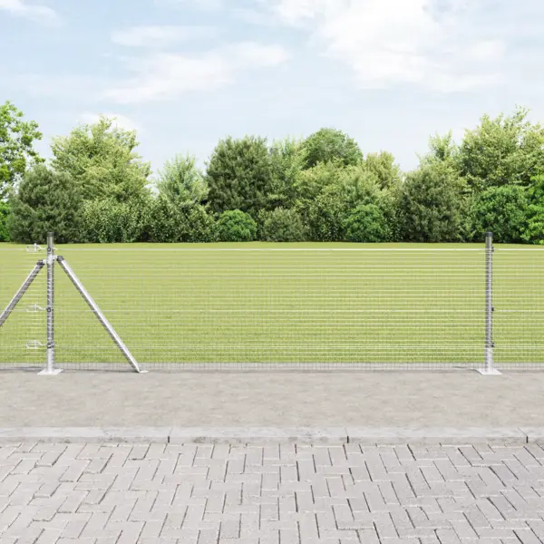 Gossi gard din sarma sudata cu 13 stalpi flansati 0.6x50 m otel galvanizat