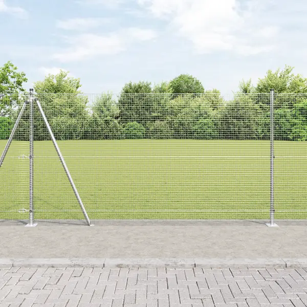 Gossi gard din sarma sudata cu 13 stalpi flansati 1,2x50 m otel galvanizat