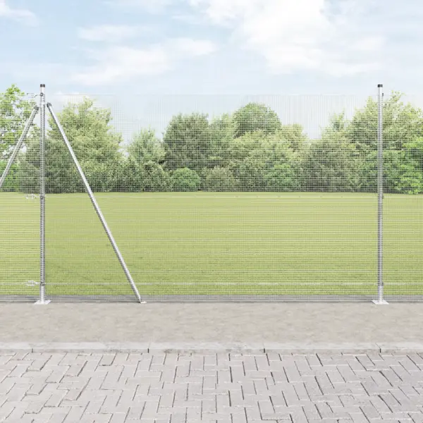 Gossi gard din sarma sudata cu 7 stalpi flansati 1.4x10 m otel galvanizat