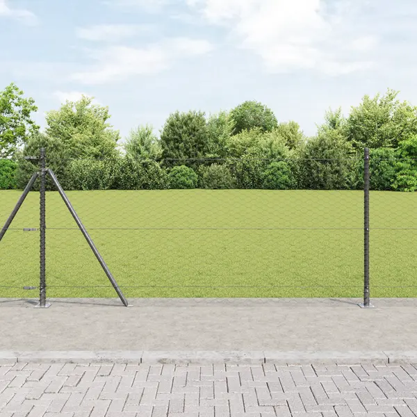 Gossi gard hexagonal cu 11 stalpi flansati 1x25 m otel galvanizat