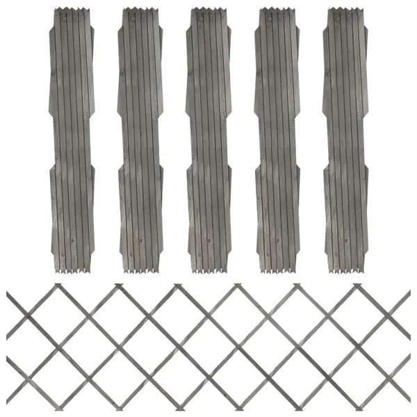 Gossi garduri din spalier, 5 buc., gri, 180x60 cm, lemn masiv de brad