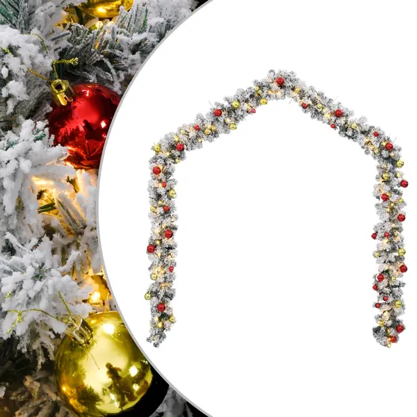 Gossi ghirlanda de craciun cu globuri si lumini led, verde, 20 m, pvc