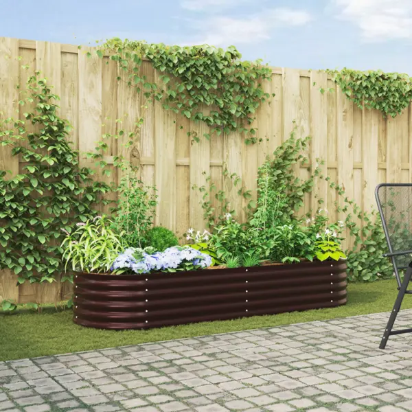 Gossi gradina ridicata, maro, 240x80x44 cm, otel galvanizat