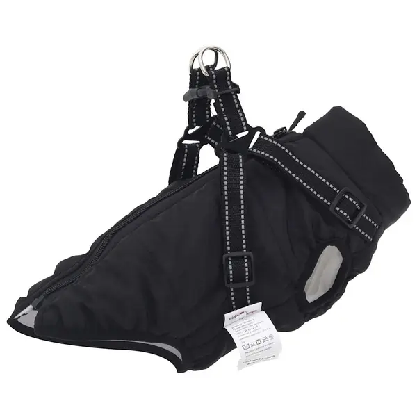 Gossi haina caini cu ham impermeabila reflectorizanta, negru, xl
