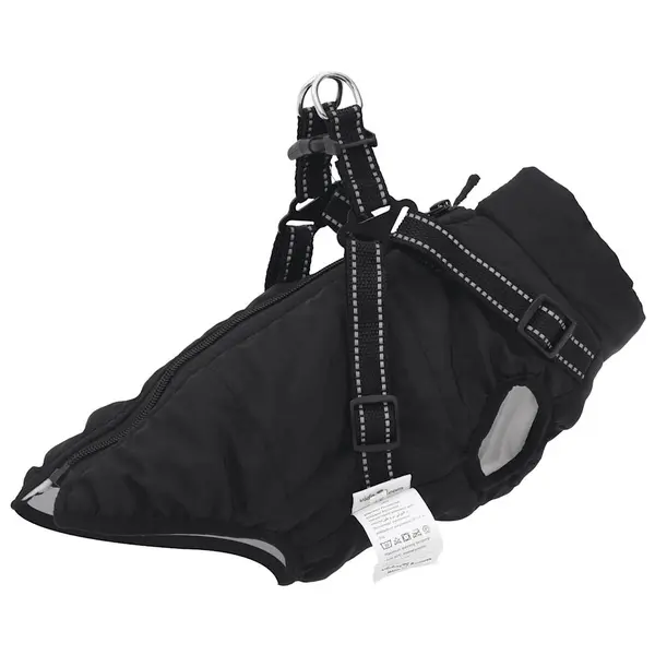 Gossi haina caini cu ham impermeabila reflectorizanta, negru, l