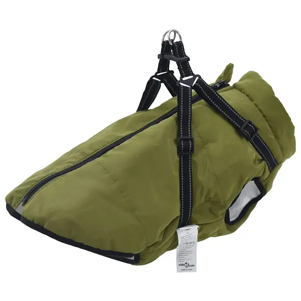 Gossi haina caini cu ham impermeabila reflectorizanta verde kaki, 6xl