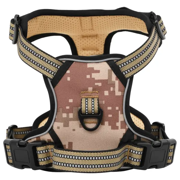 Gossi ham pentru caini cu plumb si guler, reglabil, camuflaj maro, l