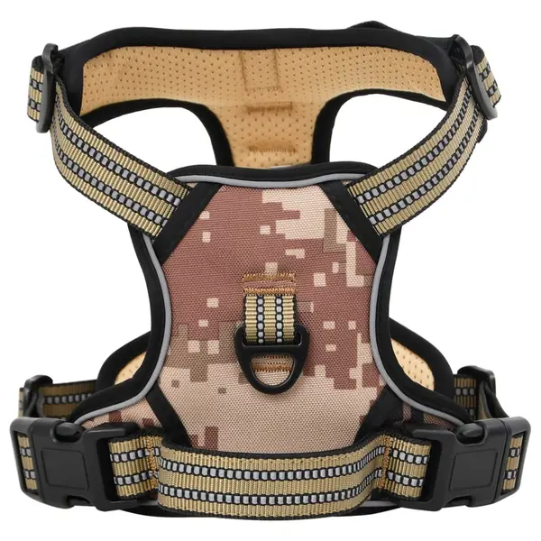 Gossi ham pentru caini cu plumb si guler, reglabil, camuflaj maro, xl