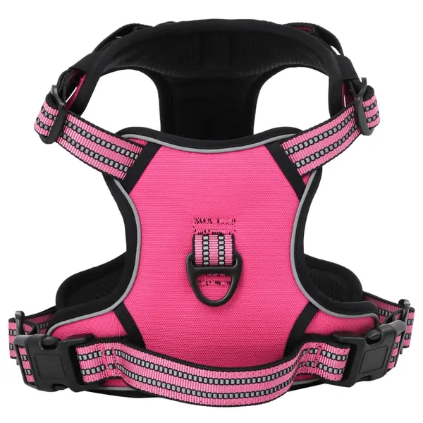 Gossi ham pentru caini cu plumb si guler, reglabil, roz, l