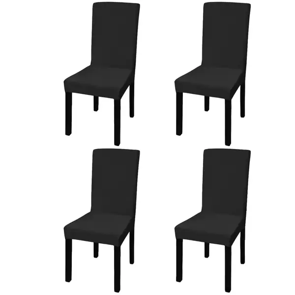 Gossi huse de scaun elastice drepte, 4 buc., negru