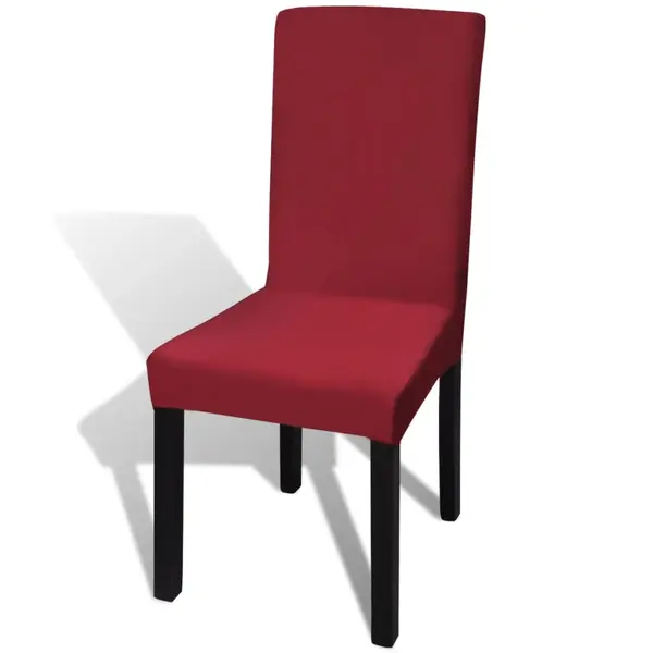 Gossi huse de scaun elastice drepte, 6 buc., rosu bordo