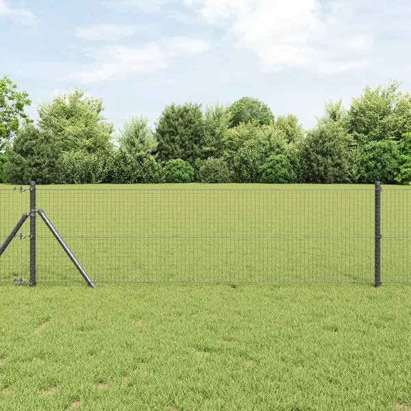 Gossi imprejmuire din fiare sudate cu 13 posturi gri 0.8x25 m