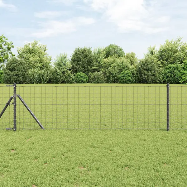 Gossi imprejmuire euro cu 13 stalpi 0.6x50 m otel galvanizat gri