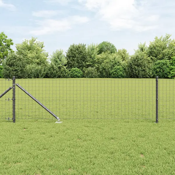 Gossi imprejmuirea euro cu 13 poste cu ancora 0.6x50 m otel galvanizat gri