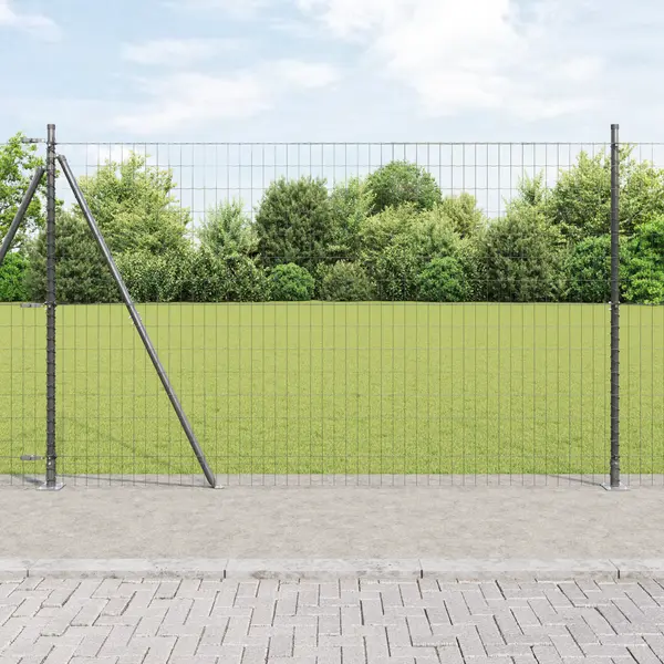 Gossi ingradire euro cu 7 stalpi flansati 1.6x10 m din otel galvanizat