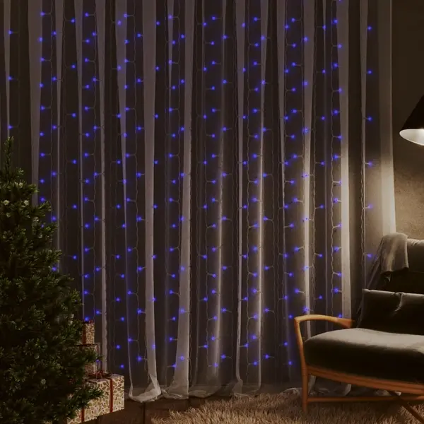 Gossi instalatie lumini tip perdea 300 led albastru 3x3 m 8 functii
