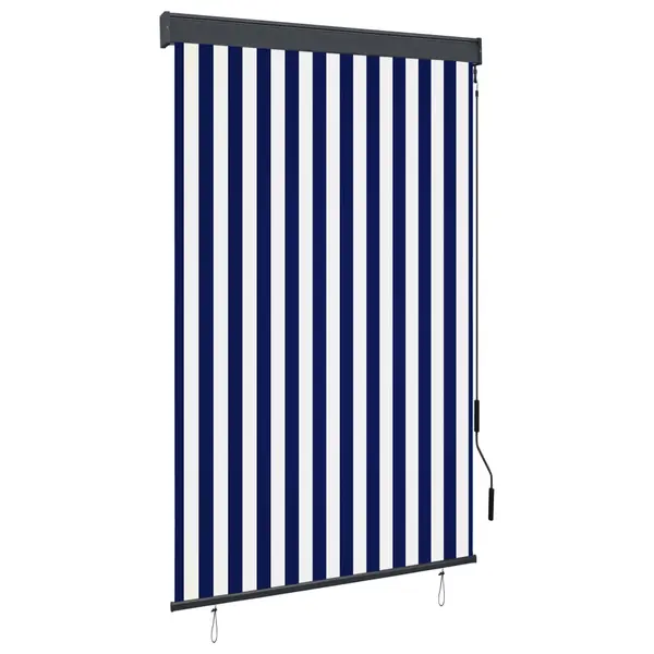 Gossi jaluzea tip rulou de exterior, albastru si alb, 120 x 250 cm