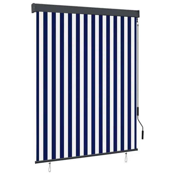 Gossi jaluzea tip rulou de exterior, albastru si alb, 140 x 250 cm