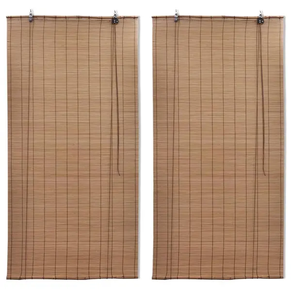 Gossi jaluzele din bambus tip rulou, 2 buc., maro, 150 x 220 cm