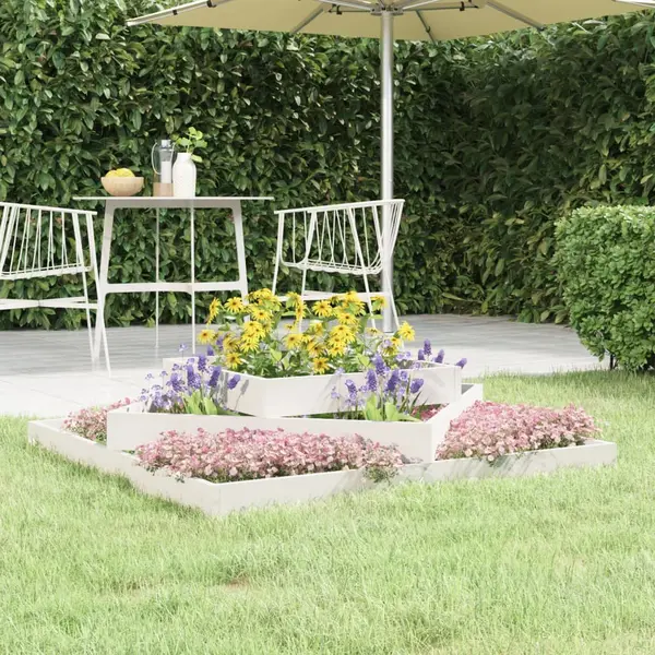 Gossi jardiniera, alb, 112x112x27 cm, lemn masiv de pin