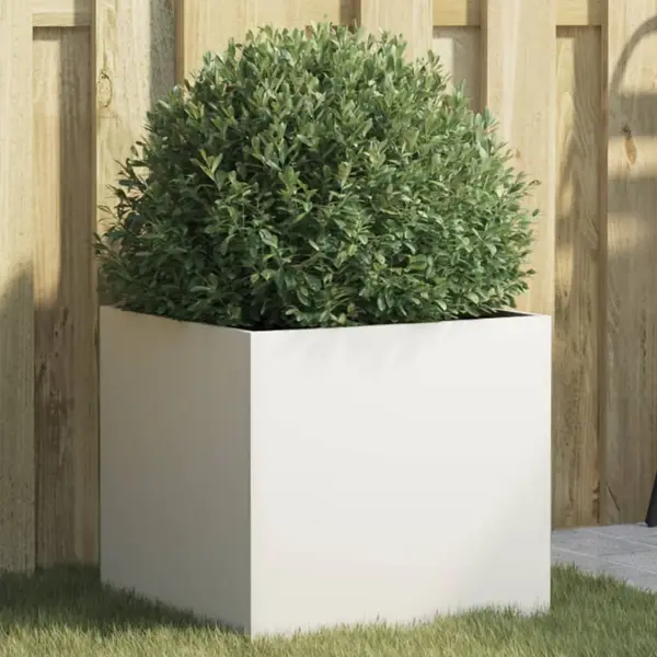 Gossi jardiniera, alb, 42x40x39 cm, otel laminat la rece