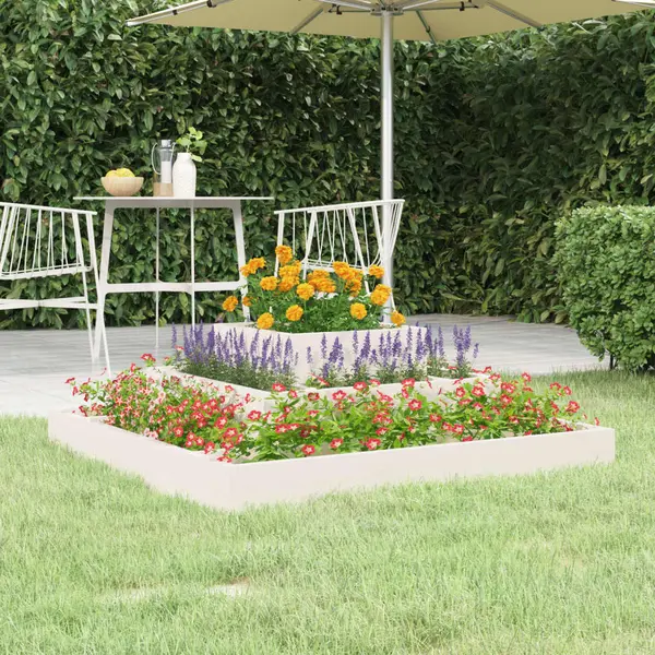 Gossi jardiniera, alb, 80x80x27 cm, lemn masiv de pin
