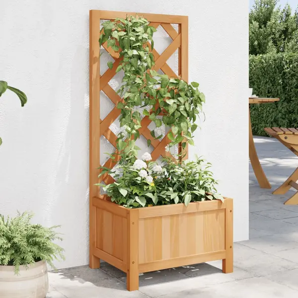 Gossi jardiniera cu spalier, maro, lemn masiv de brad