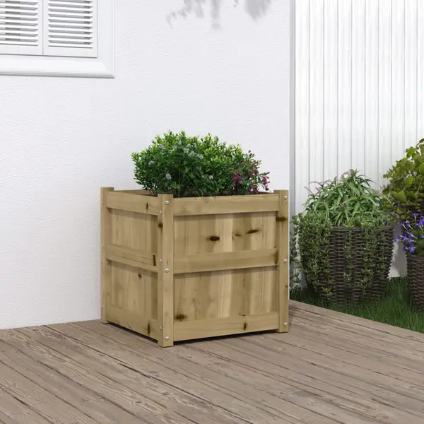 Gossi jardiniera de gradina, 50x50x50 cm, lemn de pin impregnat