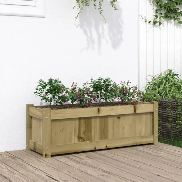 Gossi jardiniera de gradina, 90x31x31 cm, lemn de pin impregnat