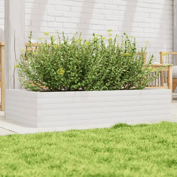 Gossi jardiniera de gradina, alb, 110x60x23 cm, lemn masiv de pin