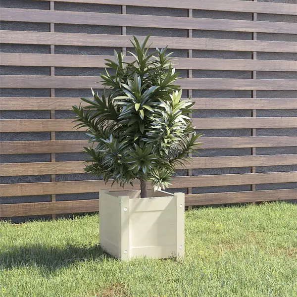 Gossi jardiniera de gradina, alb, 31x31x31 cm, lemn masiv de pin