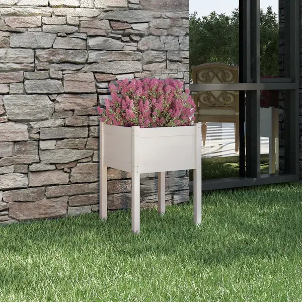 Gossi jardiniera de gradina, alb, 50x50x70 cm, lemn masiv de pin