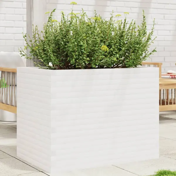 Gossi jardiniera de gradina, alb, 90x60x68,5 cm, lemn masiv de pin