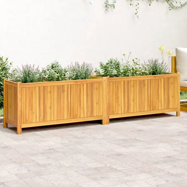 Gossi jardiniera de gradina cu captuseala 199x38,5x50 cm, lemn acacia